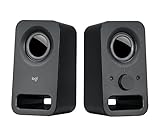 Logitech Z150 PC-Lautsprecher, Stereo Sound, 2 Lautsprecher, 6 Watt Spitzenleistung, 3,5 mm Eingang, Regler am rechten Lautsprecher, Kopfhörerbuchse, EU Stecker, PC/TV/Handy/Tablet - Schwarz