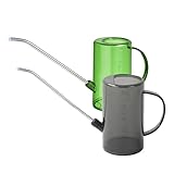 2er Pack Edelstahl Langer Auslauf Giesskanne,Minging1L Blumengießkanne Klein Garten Gießkanne Kunststoff Watering Can für Haus Bonsai Gartenblume Outdoor-Pflanzen Giesskanne für Zimmerpflanzen
