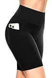 TNNZEET Radlerhose Damen Hohe Taille Kurze Sporthose Blickdicht Shorts für Yoga Gym (Schwarz-1,L-XL)