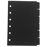 Zerodeko 6 Loch Registerblätter aus Kunststoff für Ordner A6 Trennblätter mit Laschen Schwarze Ordnerteiler für Büro Schule und Notizbücher