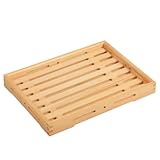 LAPYAPPE Rechteckiges Holz Serviertablett 40x30cm mit Abnehmbarer Platte Brotteller und Teetablett für Party Feier Snackpräsentation