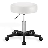 SONGMICS Barhocker auf Rollen, Barstuhl, höhenverstellbarer, Drehhocker, PU-Bezug, Arbeitshocker für Kosmetikstudios, Friseursalons, Büros, Praxen, wolkenweiß LJB061W01