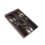 SZOMH Hosenträger für Herren 3,5 * 120cm Mode Hosenträger Echtes Leder 6 Clips Brace Male Vintage Casual Ehts Party Hosenband (Color : 6c12)