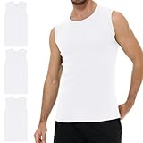YouShow Unterhemd Herren Weiss Tank 100% Baumwolle Business Classic Ärmellos Top 3er Pack M