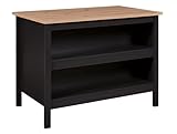 Inter Link - Kücheninsel - Mittelinsel - Arbeitsplatte - Küchenschrank mit Regalen - Melaminbeschichtet - Länge 124cm - Höhe 82 cm - Tiefe 75 cm - Helina Schwarz/ Artisan