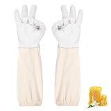 CUEMOON Imkerhandschuhe aus Ziegenleder, Imker Schutzhandschuhe, Imkerei Handschuh,für den Anfänger Beekeeper, Männer, Frauen (L)