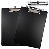 2 Stück Klemmbrett A4 Schwarz, Klemmbrett mit Stifthalter, Schreibbrett Klemmbrett A4, Schreibbrett A4, Klemmbrettmappe A4 mit Einschiebbare Aufhängöse, für Büroangestellte Studenten Lehrer