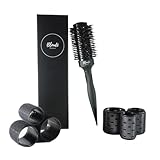 Blondé Styling-Set Keramik-Rundbürste 43mm mit 6 selbsthaftenden Thermo - Lockenwicklern, Spitz zulaufender Griff erleichtert Abteilen, Volumen, Friseur, Styling Erlebnis