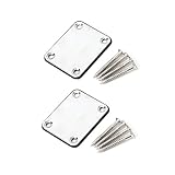 ROZILO Halsplatte für E-Gitarre, Chrom, mit Schrauben, kompatibel mit Stratocaster, Tele, E-Gitarre, Bass, 2 Stück