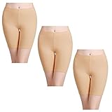 wirarpa Boxershorts Damen 3er Pack Lang Baumwolle Unterwäsche Weich Panties Hosen Unter Kleid Beige Größe 2XL