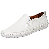 rismart Mokassin Herren Komfort Fläche Halbschuhe Leder Schlüpfen Bootsschuhe Weiß,43