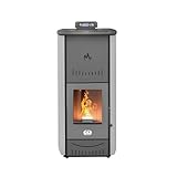 STUFE A PELLET ITALIA New York 20 Kw WiFi | Hydro-Pelletöfen für Heizung und Warmwasser Effizienz 90% Heizt 120m² WiFi-Steuerung Autonomie 22 Std. 5 Kräfte Programmierbar 24 Monate Garantie Grau