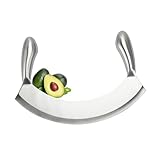 BSDLZCH Edelstahl Wiegemesser Single Edge, 22cm Pizzaschneider Effizientes Hacken von Kräutern, Brot, Salat, Nüssen - Ergonomischer Griff, spülmaschinenfest, rostfrei, nahtlos