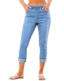 Roskiky Damen Hosen Stretch Jeggings Damen Mittel Indigo L