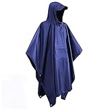 Didadihu Wasserdicht Regenponcho mit Reißverschluss Kapuze Damen Herren, 3-in-1-Multifunktional Regenschutz Regencape Regenmantel, Leicht Atmungsaktiv Regen Poncho Jacke Mantel für Wandern Camping