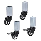 Quadratische Edelstahlplatte mit Universal-Schwenkrädern 25/30/40 mm, leise Lenkrollen mit Bremse, Möbelräder, 4 Stück, Tragfähigkeit 150 kg