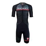 SUNDRIED Mens Pro Trisuit Short Sleeve Triathlonanzug am besten für Ironman Rennen Tri Suit (Schwarz, XS)