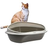 GarPet Katzenklo Ecke klein Eck Katzentoilette mit Rand ohne Deckel offen grau Katzen WC Ecktoilette
