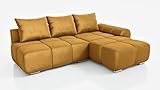 Design Wohnlandschaft Ingrid Gelb 270 cm Rechts Ecksofa mit Schlaffunktion