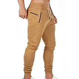 SRZYMJ Jogginghose Herren Baumwolle Sherpa Gefüttert Warme Winter Fleece Traininghose Sporthose Unterhosen Männer Winter Cordhose Herren Schlag Wanderhose Herren Sommer Zip Off Skihose Khaki S