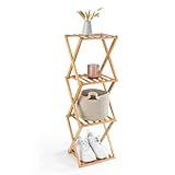 Lumaland Bambusregal 4 Etagen, klappbar | Organizer – ideal zur Garderobe, im Badezimmer & als Küchenregal | Regal für Deko – montagefrei, schmal, platzsparend | 28 x 25 x 85 cm
