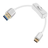 YINGAYOU USB A auf USB C mit Schalter Vergoldeter Stecker Type C Kabel mit Schalter Unterstützt 5 Gbps Datenübertragung und Stromversorgung für Laptops, PC, Telefone, Autos (Weiß, 0.6 m)