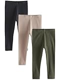 NEXT Jungen Gerippte Leggings, 3er-Pack Khaki/Stein 98-104