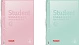 BRUNNEN Collegeblock Premium Student „Pastell“ | A4, Lineatur 28, 80 Blatt, pastellrosa/pastellmint