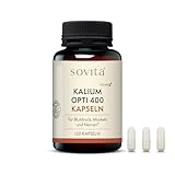 sovita Kalium Opti 400 Kapseln | Hochdosiert 400 mg | Unterstützt Nerven, Muskeln & Blutdruck | Elektrolythaushalt & Muskelkontraktion | Vegan & ohne Zusatzstoffe | 120 Kapseln