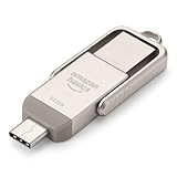 Amazon Basics USB-Speicherstick, USB-Stick mit zwei Anschlüssen (USB-C und USB-A), 512GB, Champagner-Silber