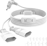 VIEVRE 2 in 1 Verlängerungskabel Flachstecker Mit Schalter 50cm