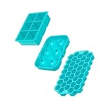 Cabilock 3 Stück Teiliges Silikon Eiswürfelform mit Messbecher Eisballformen Flexibel Frei für Eiswürfel Eiscreme und für Heimgebrauch Langlebig und Sicher