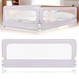 Bettgitter, Bettschutzgitter ​für Kinder ab 0-10 Jahren, einziehbare Kinderbettgitter Babybettgitter,passend für Kinderbetten, Elternbetten und Alle Massivholzbetten-Schwarz –Grau – 180 x 70 x 26 cm