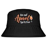 MEJOSER Aperol Geschenk Fischerhut Schwarz Sommerhut Spritztour Hut Aperoli Accessoires Anglerhut für Damen Herren Sommer Fasching Party