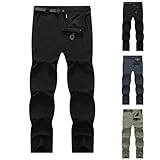 Skihose Herren Reißverschluss, Fahrrad Regenhose Herren Wasserdicht Atmungsaktiv Schneehose Warm Arbeitshose Snowboard Softshellhose Winddicht Outdoorhose Taktische Angelhose Outdoor Trekkinghose