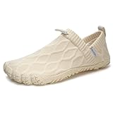 WateLves Barfußschuhe Damen Herren Zehenschuhe Traillaufschuhe Weich Hausschuhe Bequem Barfussschuhe Fitnessschuhe Männer Frauen Trainingsschuhe für Joggen Wandern Minimalistische (Hellbeige,40EU)