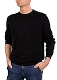 Rundhalsausschnitt aus gemischtem Kaschmir, Made in Italy - Herren, Schwarz, Medium