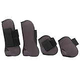 Pferdesehnengamaschen, Streichkappen für Pferde, offener Vorderschuh mit Nylonhaken, PU-elastischer, verdickter, verstellbarer Pferdebeinschutz, zum Springen, Trailreiten (A set of four medium-sized)