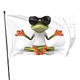 NIBABAEU 90 x 150 cm dekorative Hausflagge Hofbanner, lustiger Laubfrosch, Meditation, Yoga, Froschflagge, Druck, Gartenflaggen, hängende Flaggendekoration (frog01)