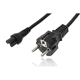 P4Y 1m EU-Stecker Netzkabel 3 pin polig C5 Type F Kleeblatt für Dell HP Lenovo Asus Acer Laptop Ladegerät TV Drucker Projektor Display mit Schutzkontakt Ladekabel Kleeblattstecker