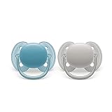 Philips Avent Ultra Soft Schnuller - 2x weicher und elastischer Schnuller für 6-18 Monate ohne Bisphenol A, inkl. Sterilisatoretui (Modell SCF091/17)