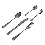 Cabilock 5 Stück Teiliges Edelstahl Steakbesteck Set mit Scharfem Steakmesser und Löffel Rostfrei Leicht Multifunktional für Zuhause Restaurant und Outdoor Praktische Geschenkidee