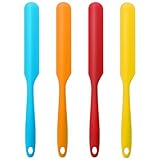 FKWKUW 4 Stücke Antihaft Wachs Spatel Applikator Backen Spatel Antihaft Gummi Schaber Wiederverwendbar Schaber Hart Wachs Stifte Rührschaber Schmaler Silikonspatel Für Heim Salon(Orange/Blue/Red/Yello