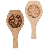 BESPORTBLE 2 Stück Holz Mondkuchenformen mit Dekorativen Mustern Umweltfreundliches Backzubehör für Kuchenherstellung Leicht Entformbar für Traditionelle Backwaren