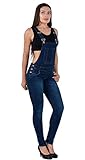 ESRA Damen Jeans Latzhose Skinny Latzjeans Overall Jeans-Latzhose mit Träger H340