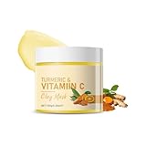 Vitamin C & Turmeric Clay Face Mask, Kurkuma Vitamin C Maske, Hautpflegemaske, Gesichtsmaske für Männer und Frauen, Schonende Reinigung, Öl Kontrolle und Poren Minimieren (1Pc)