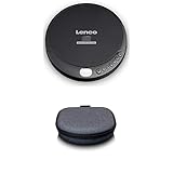 Lenco CD-200 Discman mit Anti-Schock, Hörbuchfunktion, LCD & Kopfhörer + PBC-50 Etui mit integrierter 5000mAh Powerbank, USB-Ladefunktion, Tragetasche & Zubehör – Schwarz/Grau