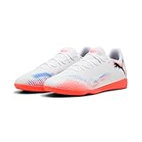 Puma Future 8 Play It Fußballschuh für Damen und Herren, Puma Weiß, Puma Schwarz, leuchtendes Rot, 46 EU