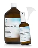 Life Solution - Zechstein Magnesiumöl - Pures Magnesium-Öl Spray - Massageöl - Muskelentspannungsöl - Zechstein Öl mit Sprühflasche/Trichter - 1000ml