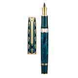 Hongdian N7 Blue Peacock Resin Kolben Füllfederhalter, Iridium feine Feder, klassischer Stift, glattes Schreiben Stift mit Metallbox